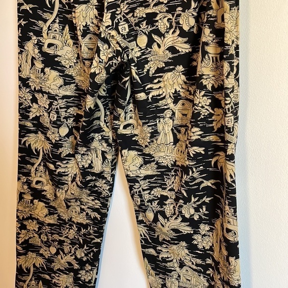 Chinoiserie Toile Pants Print Arts SM Tourist Sunday Brunch Black Statement Chic - Picture 8 of 12